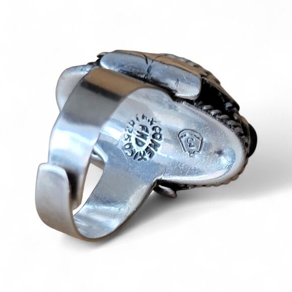 Vintage Sterling Silver Amethyst Poison Ring Adjustable Taxco Mexico FMD Size 7 - Picture 4 of 5